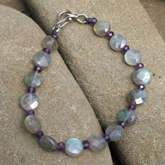 Aurora Borealis Labradorite and Amethyst Bracelet