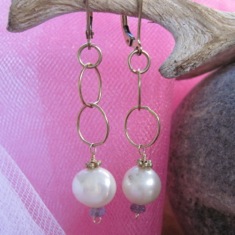 Golden Rings with Pearl Earrings