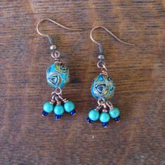 Enameled Turquoise Earrings