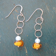 Silver Rings with Amber Amebas