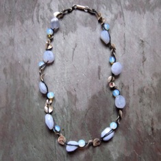 Blue Lace Agate and Silver Wafer NecklaceNecklace