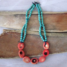 Sea Glass and Apple Jade Necklace