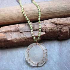 Sea Glass and Apple Jade Necklace