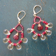 Rubylite Feather Earrings