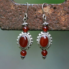 Carnelian Cabochon Earrings